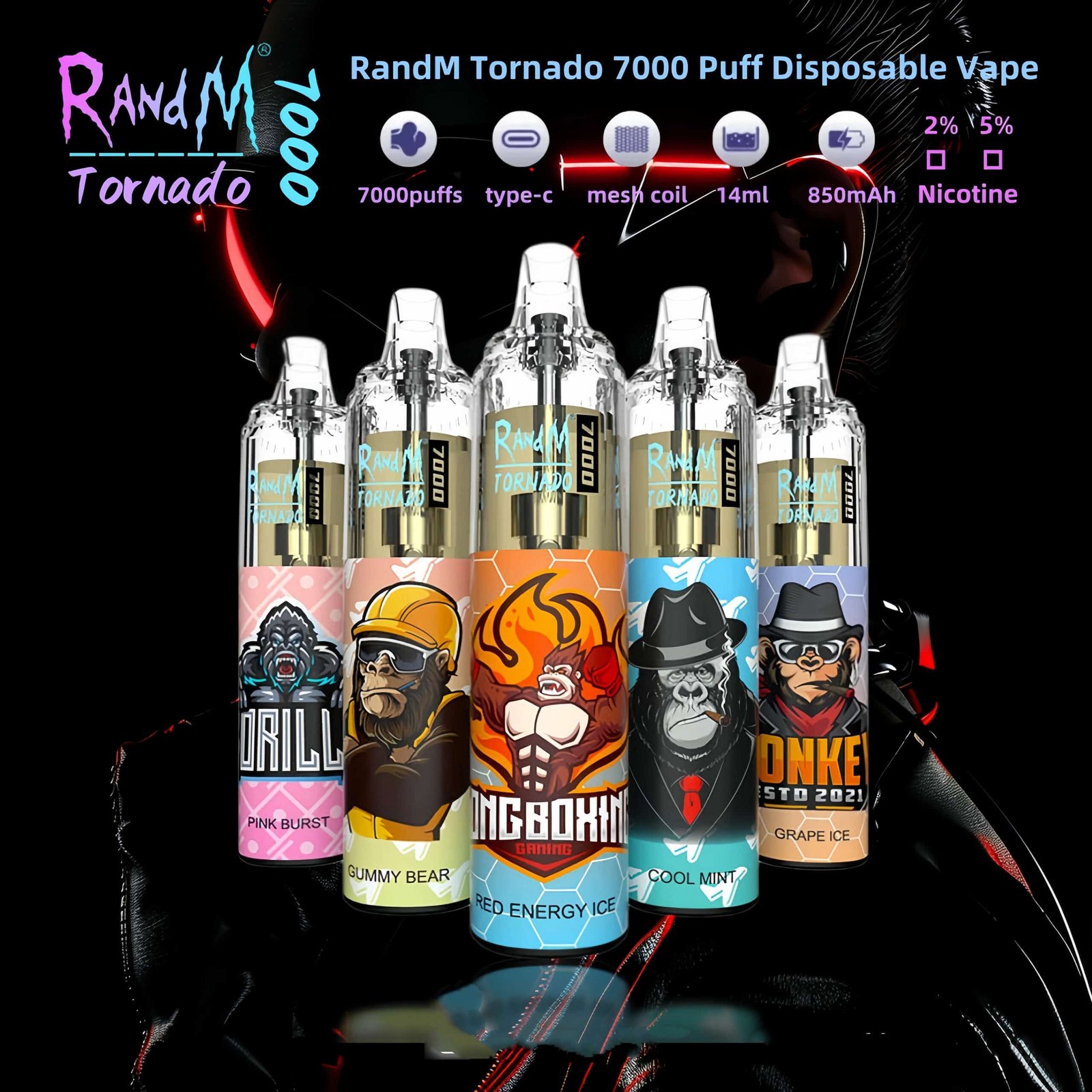 Randm Tornado 7000 Puffs|龍捲風拋棄式電子煙 歐美人氣爆款:圖片 6